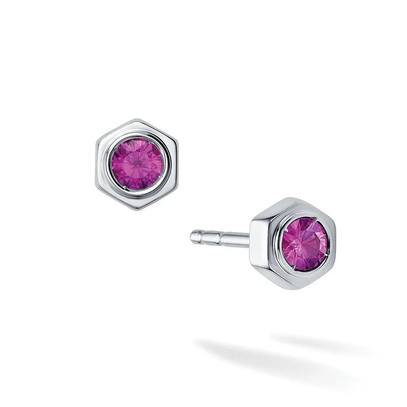 Birks Bee Chic Ruby and Silver Stud Earrings
