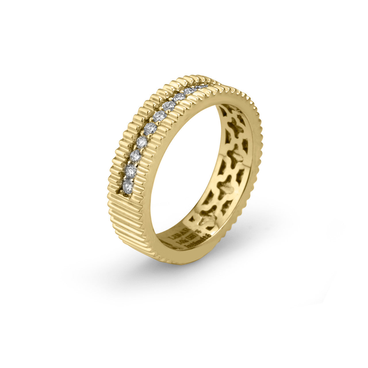 Max Strauss 14K Yellow Gold Textured Diamond Band
