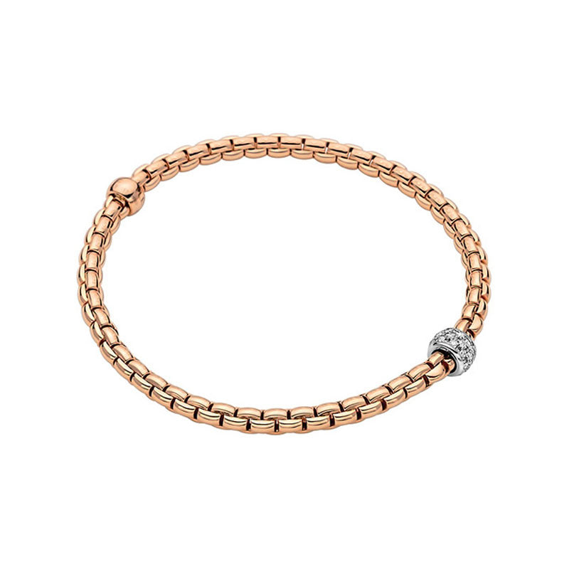 Fope Eka Tiny Rose Gold & Diamond Bracelet, SIZE MEDIUM