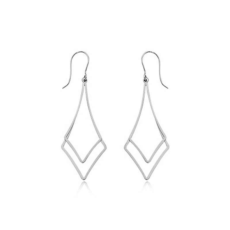 CARLA STERLING SILVER DOUBLE DIAMOND DROP EARRINGS