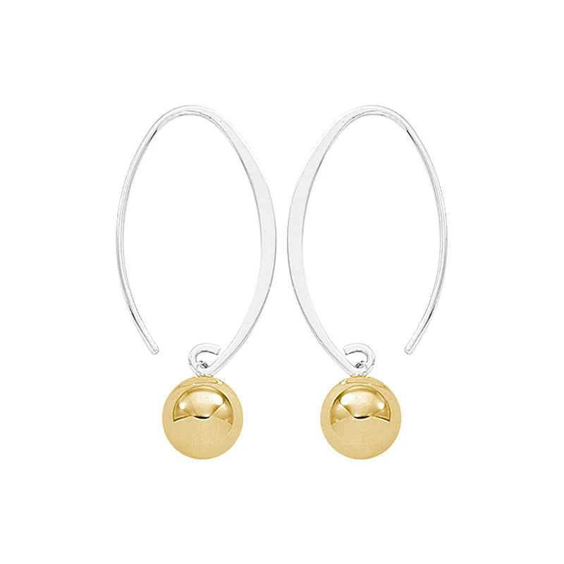 Carla Sterling Silver Earrings with 14K 8MM Yellow Gold Ball