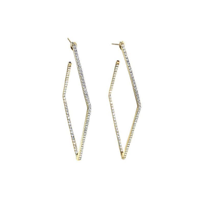 Roberto Coin 18K YELLOW GOLD Classic Diamond Square Hoop Earrings