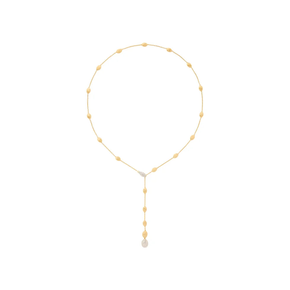 MARCO BICEGO SIVIGLIA 18K YELLOW AND WHITE GOLD LARIAT NECKLACE WITH DIAMONDS 0.36TW