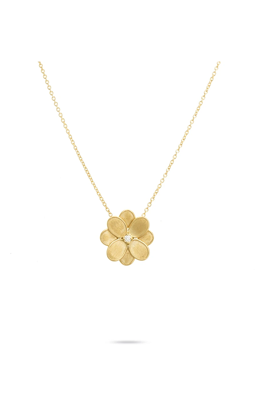 MARCO BICEGO PETALI 18K YELLOW GOLD FLOWER NECKLACE SET WITH A ROUND DIAMOND 0.08CT