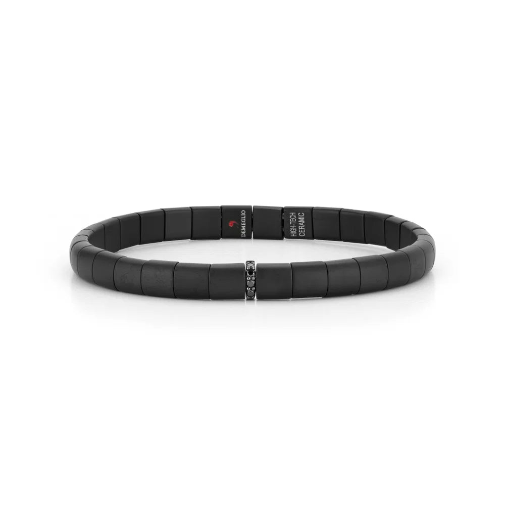 ROBERTO DEMEGLIO PURA BLACK CERAMIC BRACELET HAVING ONE 18K WHITE GOLD WITH BLACK RHODIUM BAR DIAMOND STATION, 0.07TW