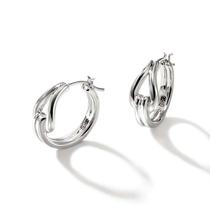 JOHN HARDY STERLING SILVER SURF MEDIUM HOOP EARRING