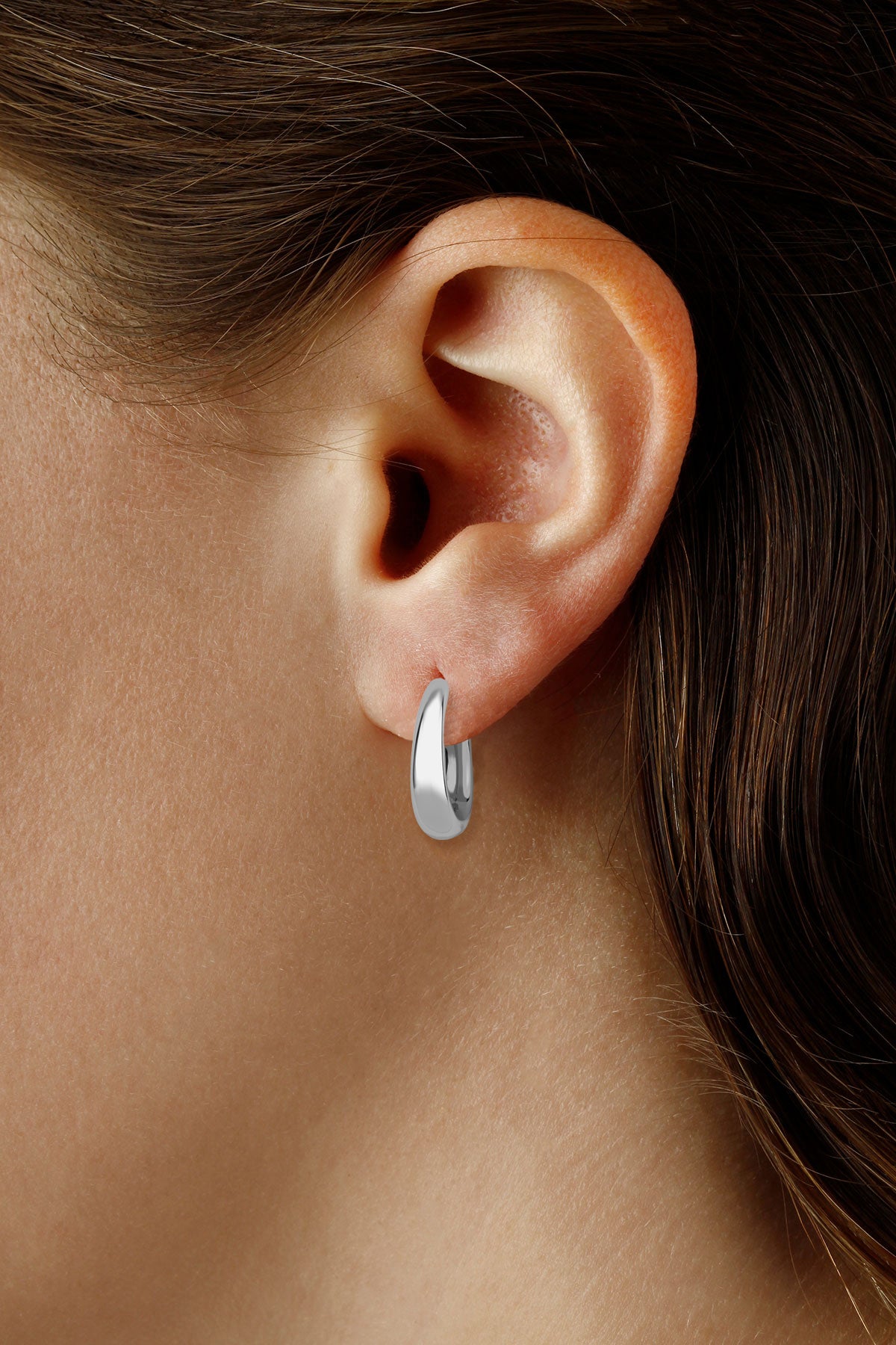 CARLA STERLING SILVER "J" SHAPE HOOP EARRINGS WITH POST BACK