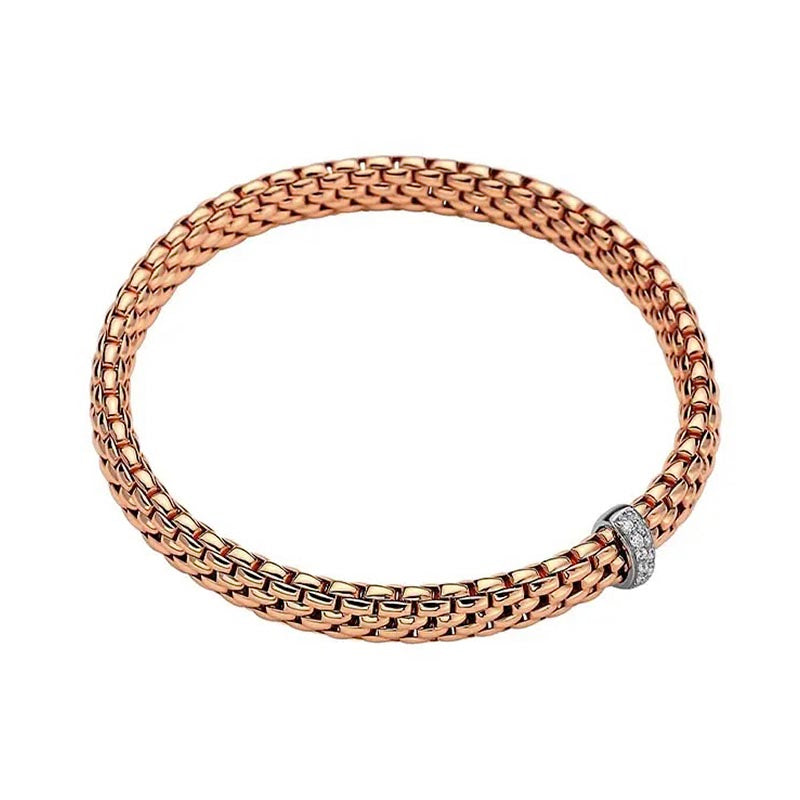 Fope 18K Vendome Rose AND White Gold WITH Diamond RONDELLE Bracelet, SIZE SMALL