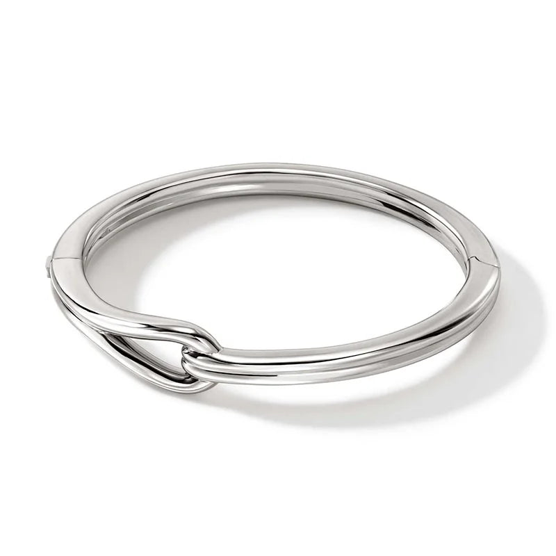 JOHN HARDY SURF SILVER 12.5MM HINGED BANGLE, SIZE SMALL