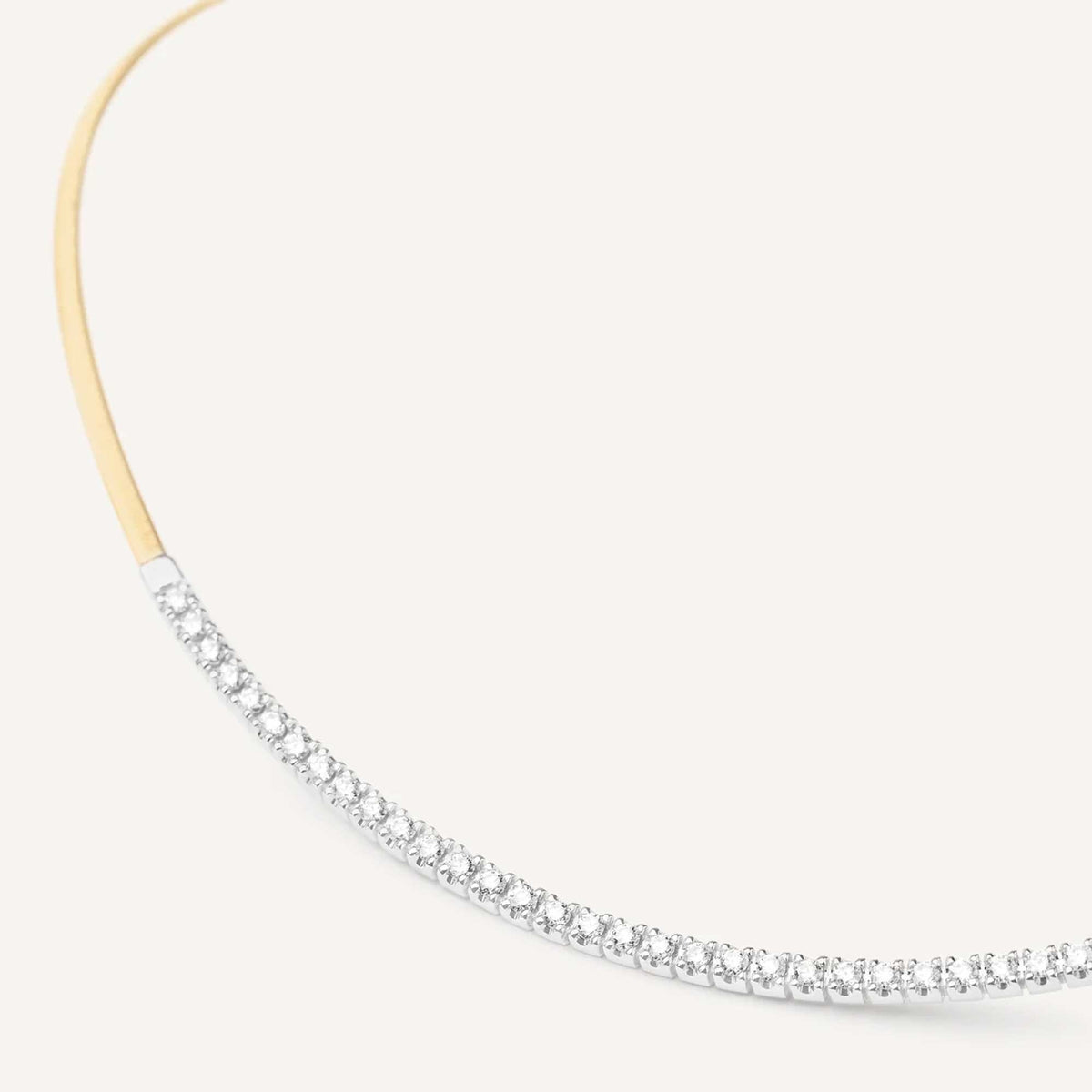 MARCO BICEGO MASAI 18K YELLOW GOLD FLAT COIL TWIST NECKPIECE WITH A DIAMOND BAR 0.75TW