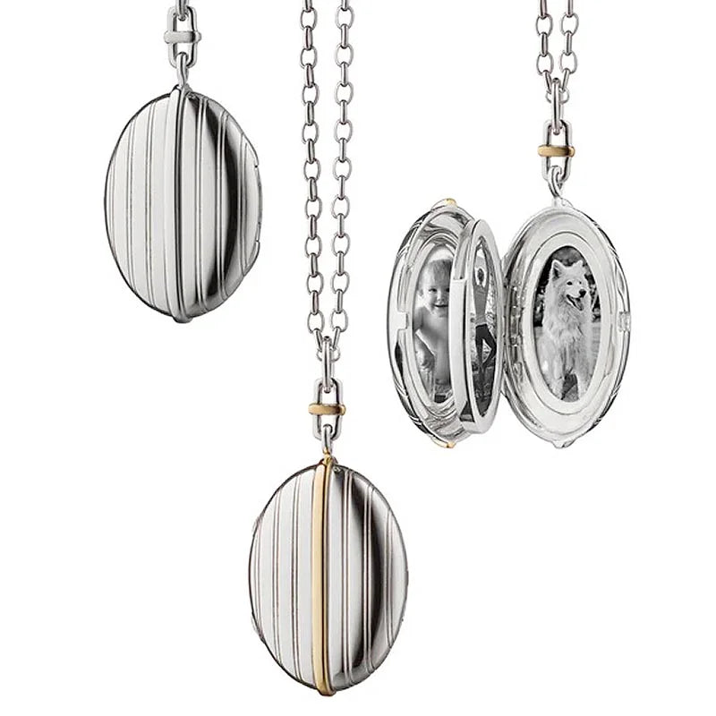 MONICA RICH KOSANN Two-Tone Four Image Pinstripe Locket
