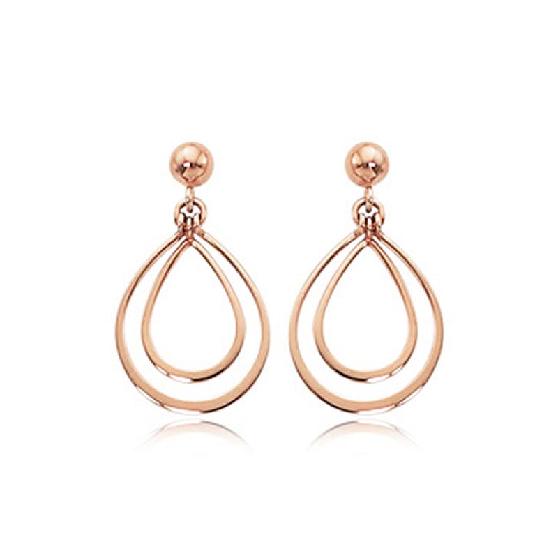 CARLA 14K ROSE GOLD SMALL DOUBLE PEARSHAPED DROP EARRINGS