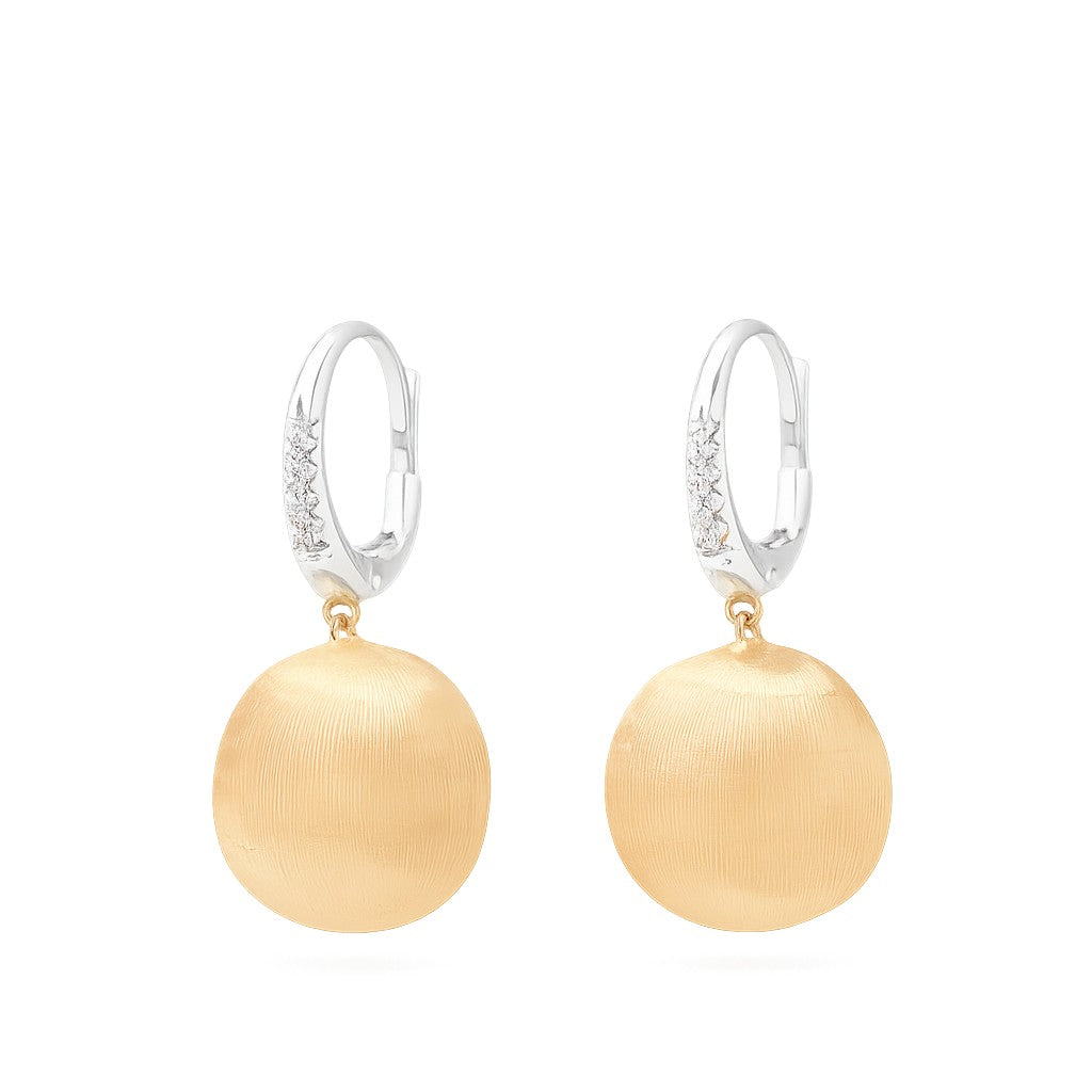 MARCO BICEGO AFRICA 18K YELLOW GOLD PENDANT EARRINGS WITH DIAMOND CLIP