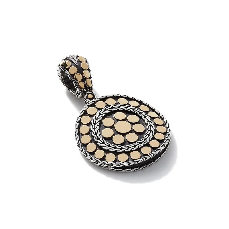 18K Gold and Silver Dot Pendant