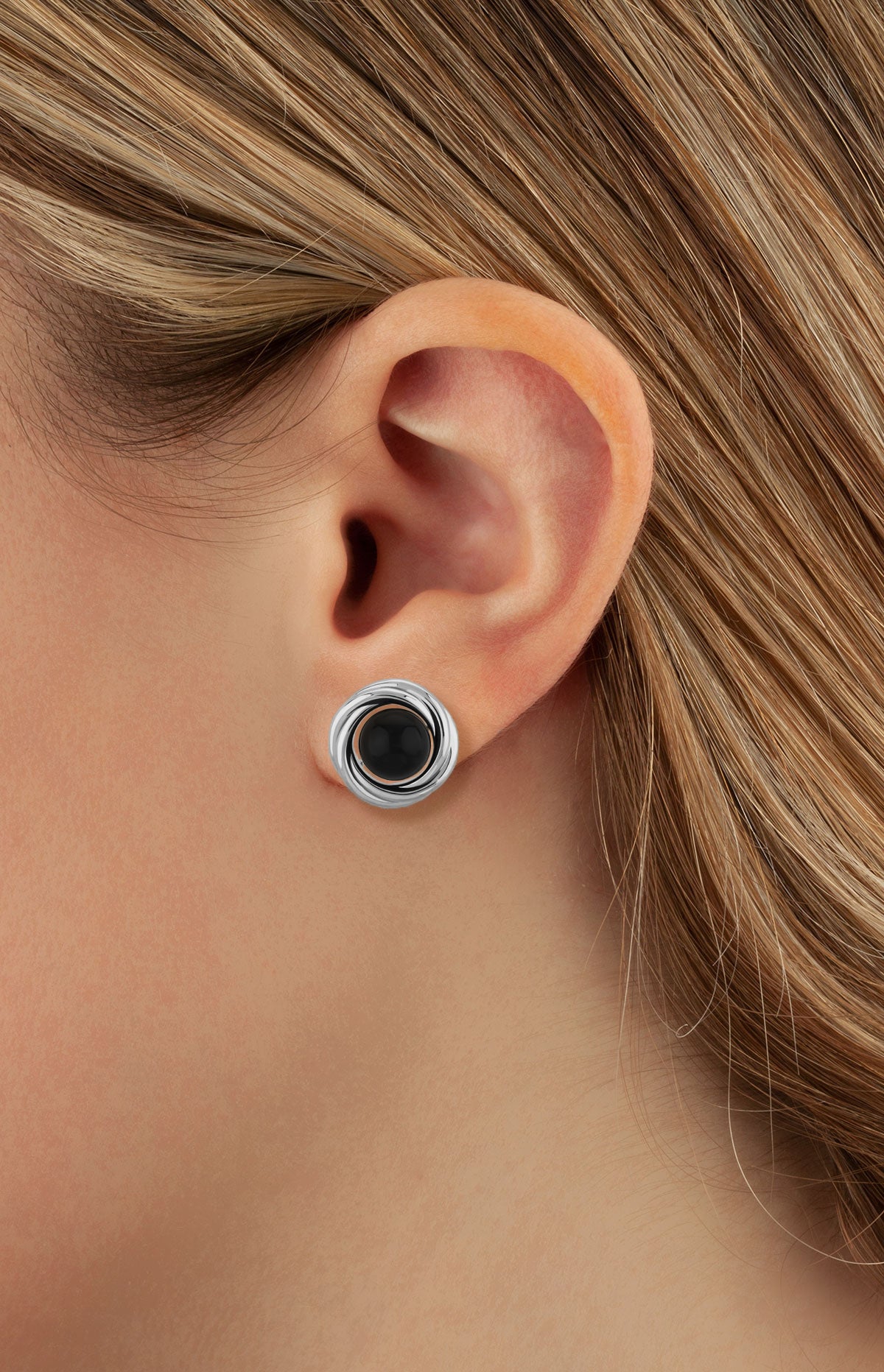 Carla Sterling Silver Large Knot Earrings with Black Onyx