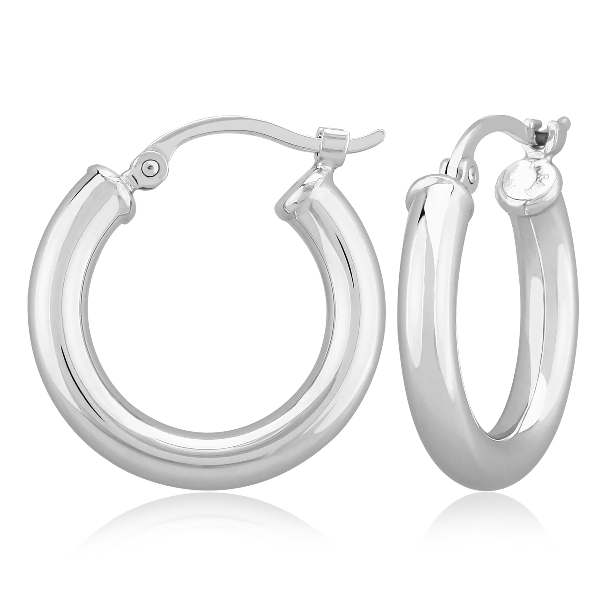 CARLA STERLING SILVER 3X18MM S/D TUBE HOOP EARRINGS.