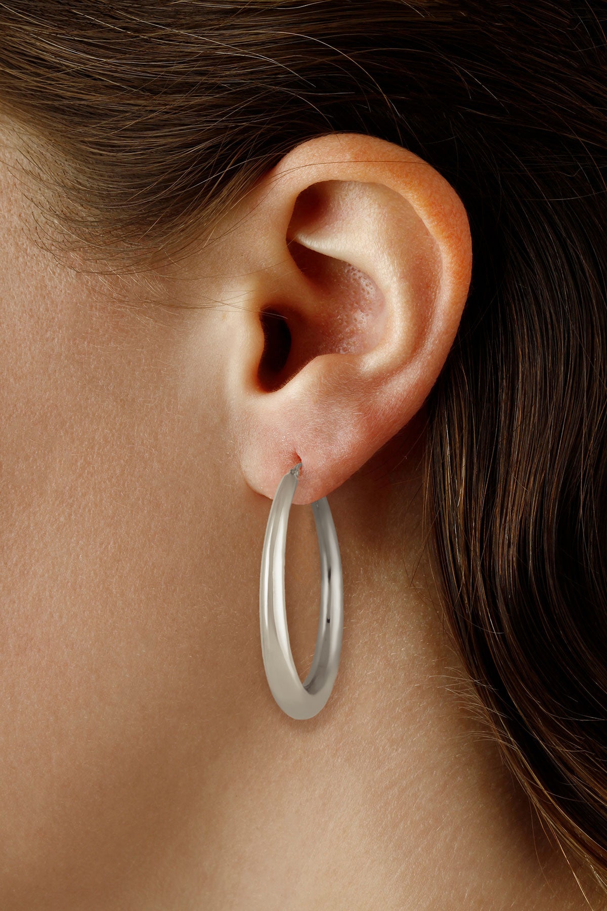 CARLA STERLING SILVER LARGE OVAL HOOP EARRINGS