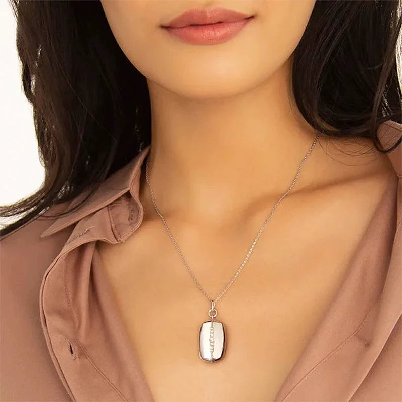 MONICA RICH KOSANN Slim Rectangle "Kate" Locket Necklace with Sapphires