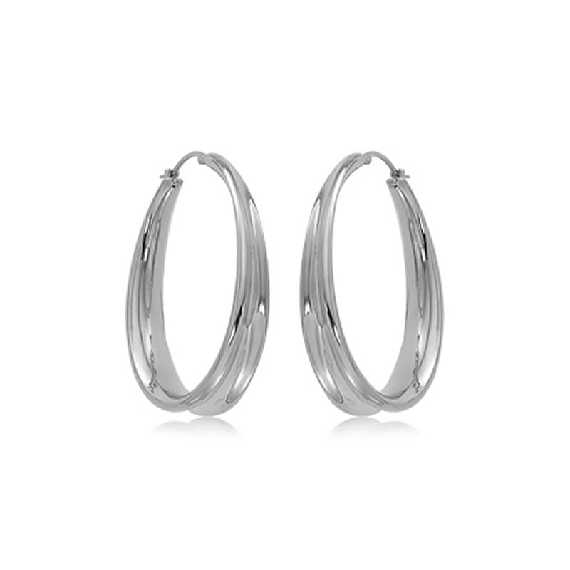 Carla Sterling Silver Round Off Set Hoop Earrings