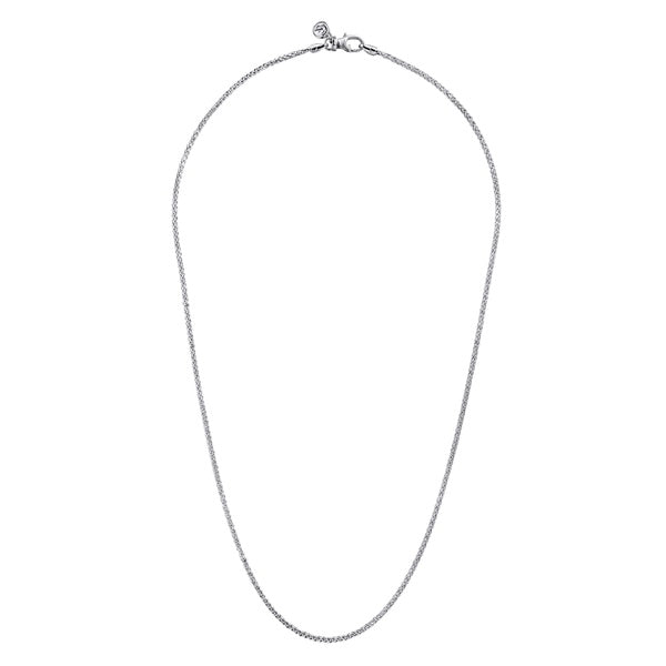 GABRIEL & CO STERLING SILVER 22 INCH SOLID WHEAT LINK CHAIN.