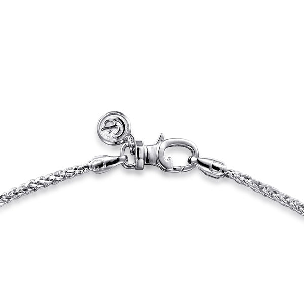 GABRIEL & CO STERLING SILVER 22 INCH SOLID WHEAT LINK CHAIN.