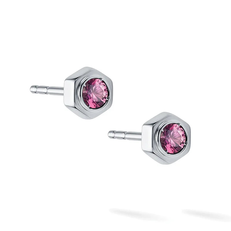 Birks Bee Chic Ruby and Silver Stud Earrings