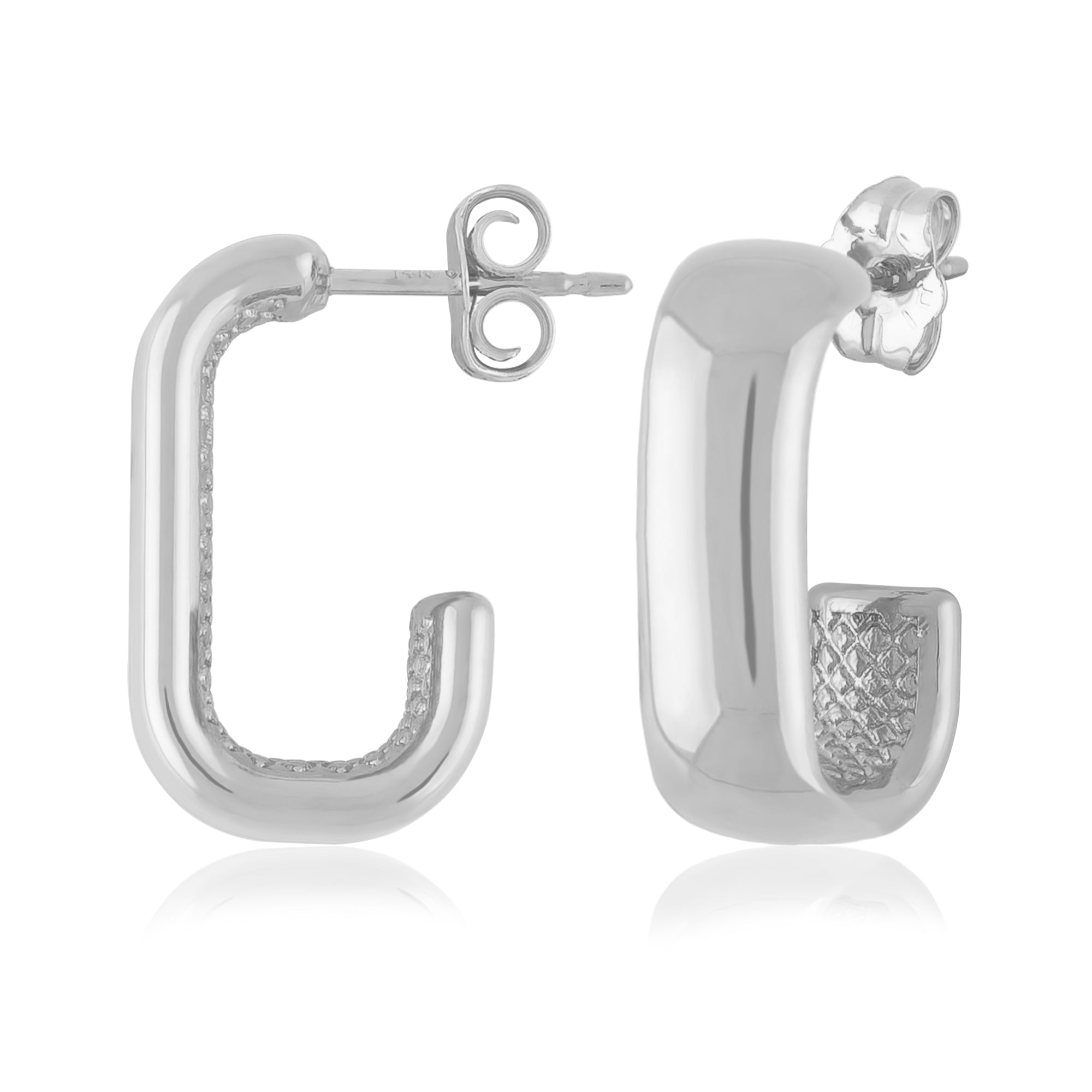 CARLA STERLING SILVER SMALL RECTANGULAR HOOP EARRINGS