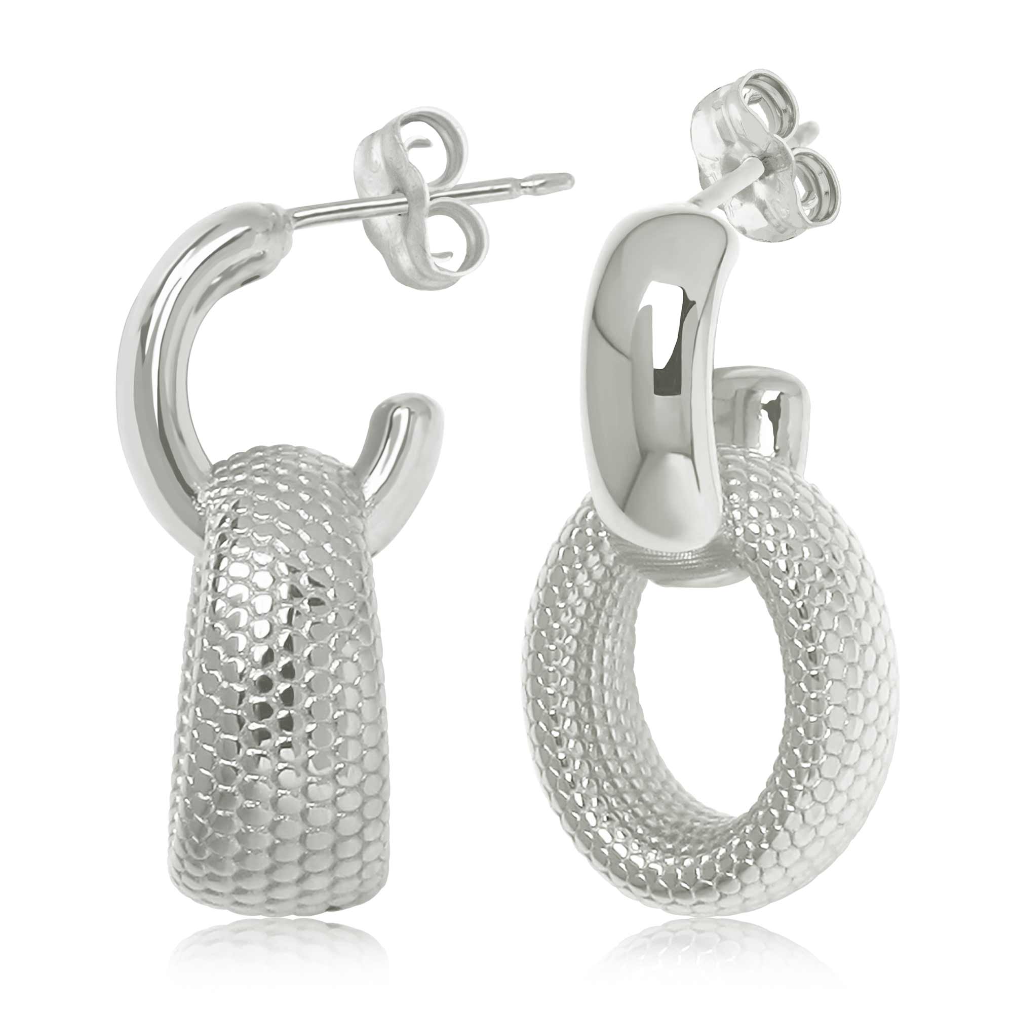 CARLA STERLING SILVER WIDE TEXTURED OVAL DROP POST