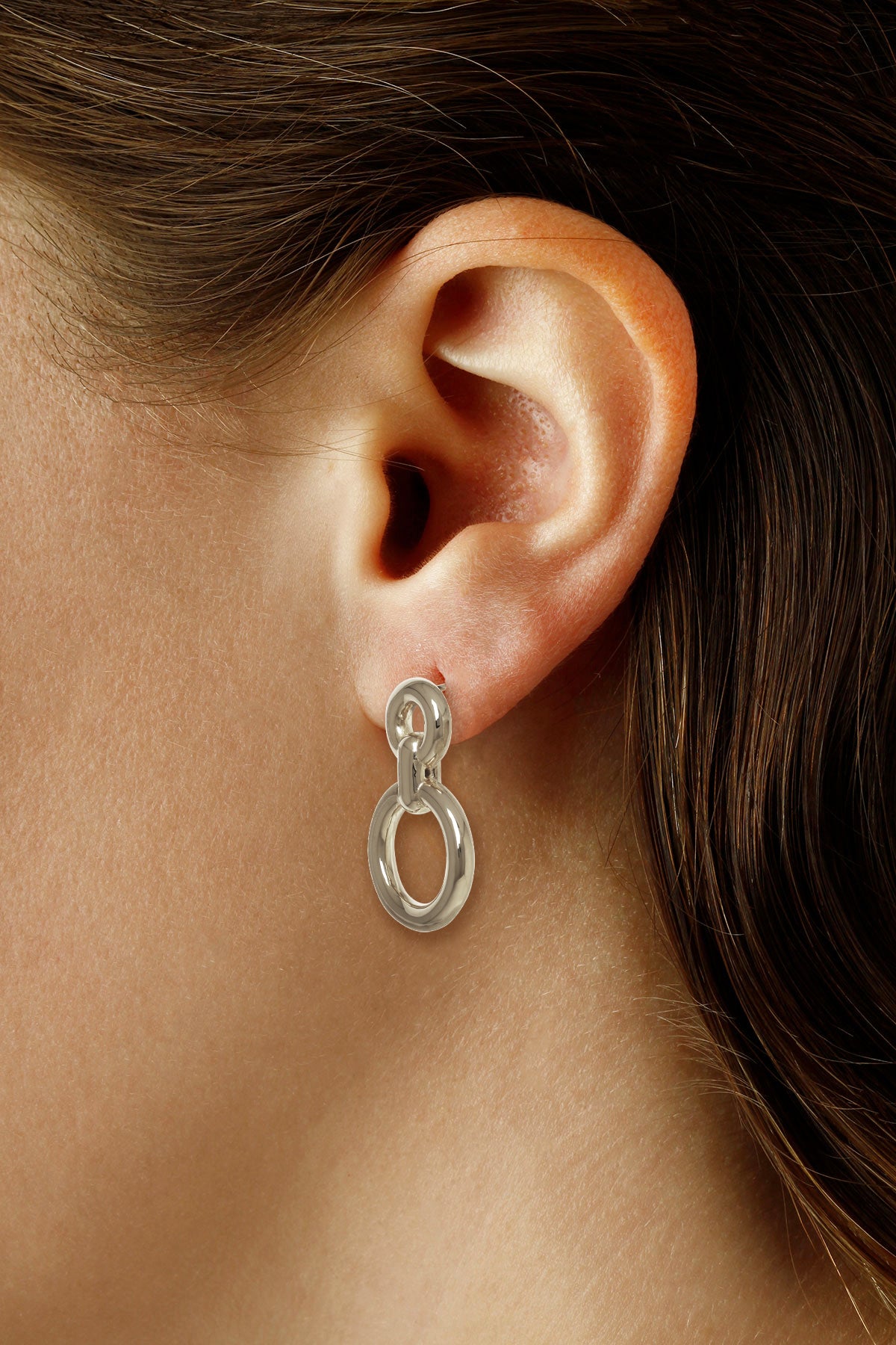 CARLA STERLING SILVER LINKED DOUBLE DONUT POST EARRINGS