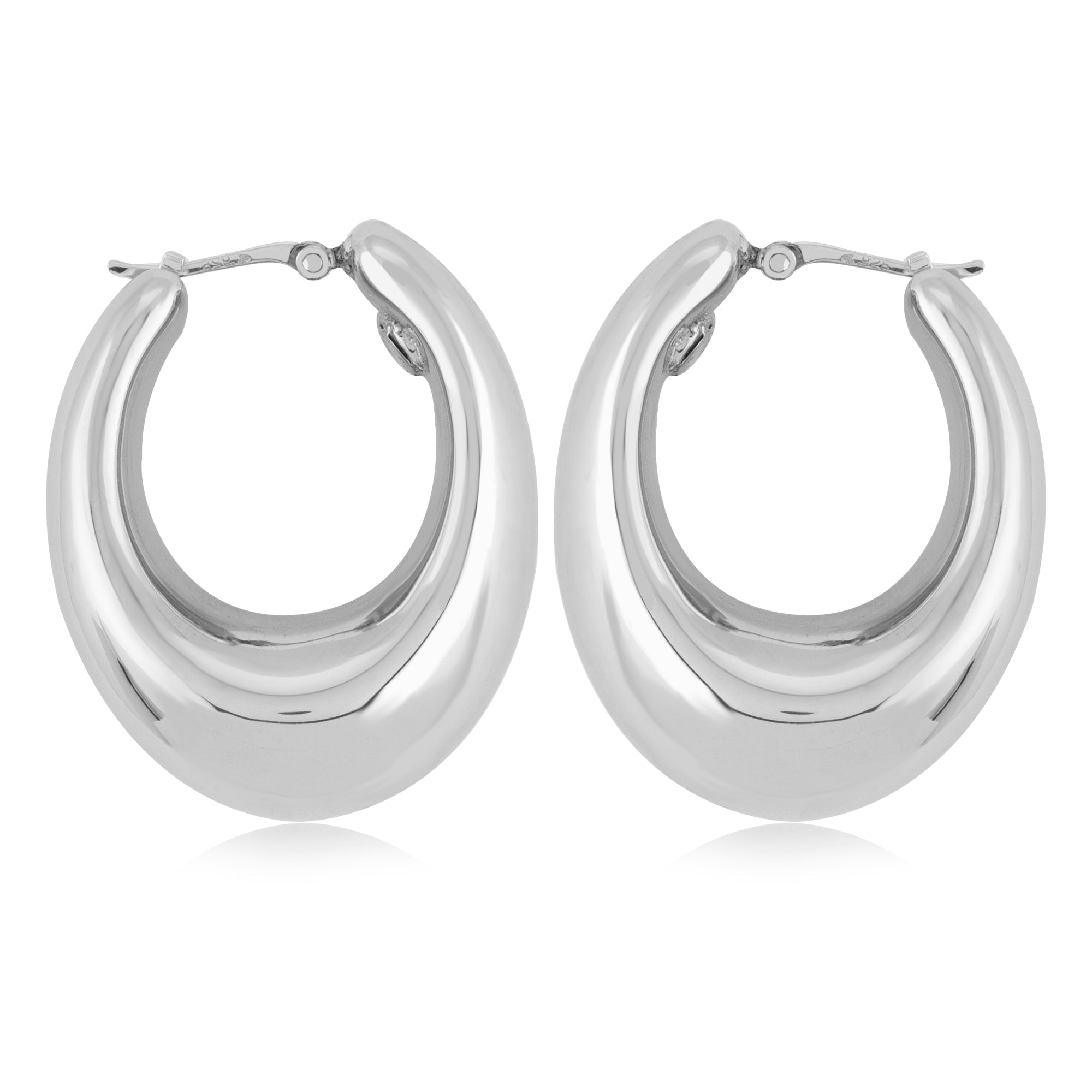 CARLA STERLING SILVER BOLD OVAL HOOP EARRINGS