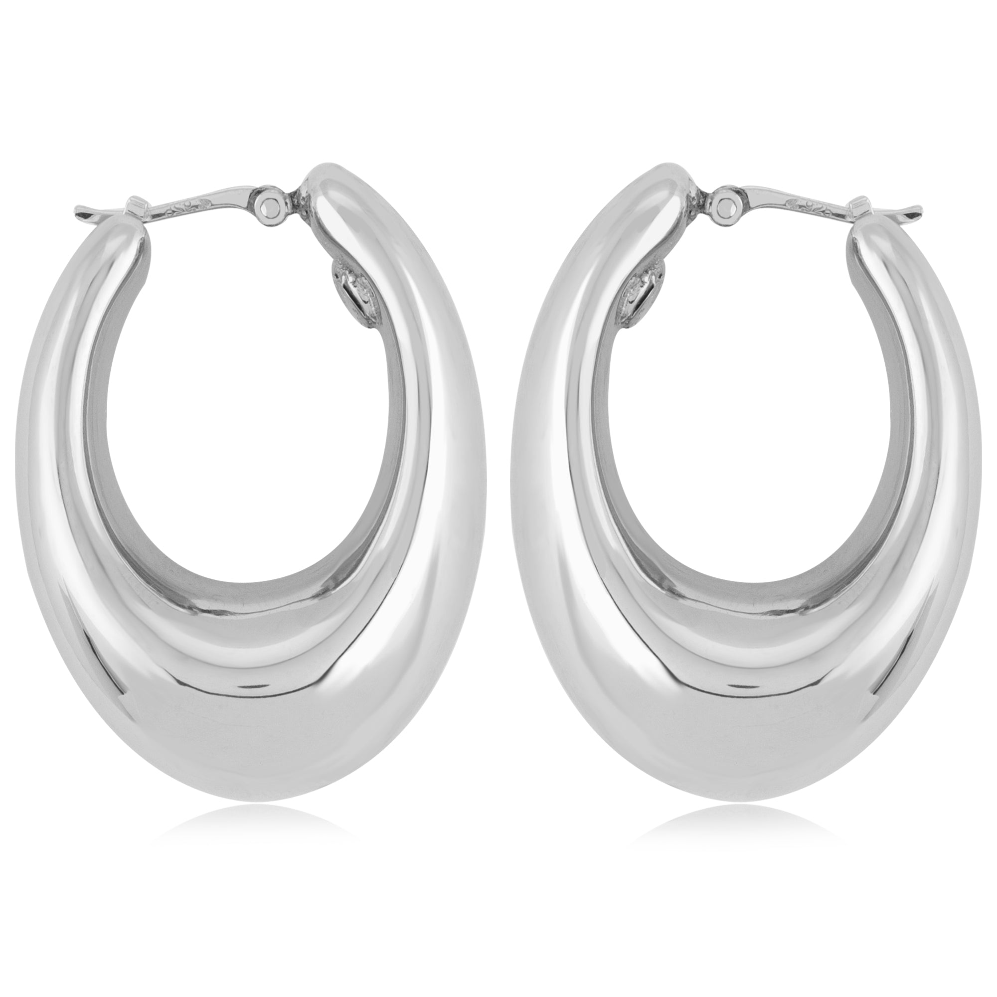 CARLA STERLING SILVER BOLD OVAL TAPERED HOOP