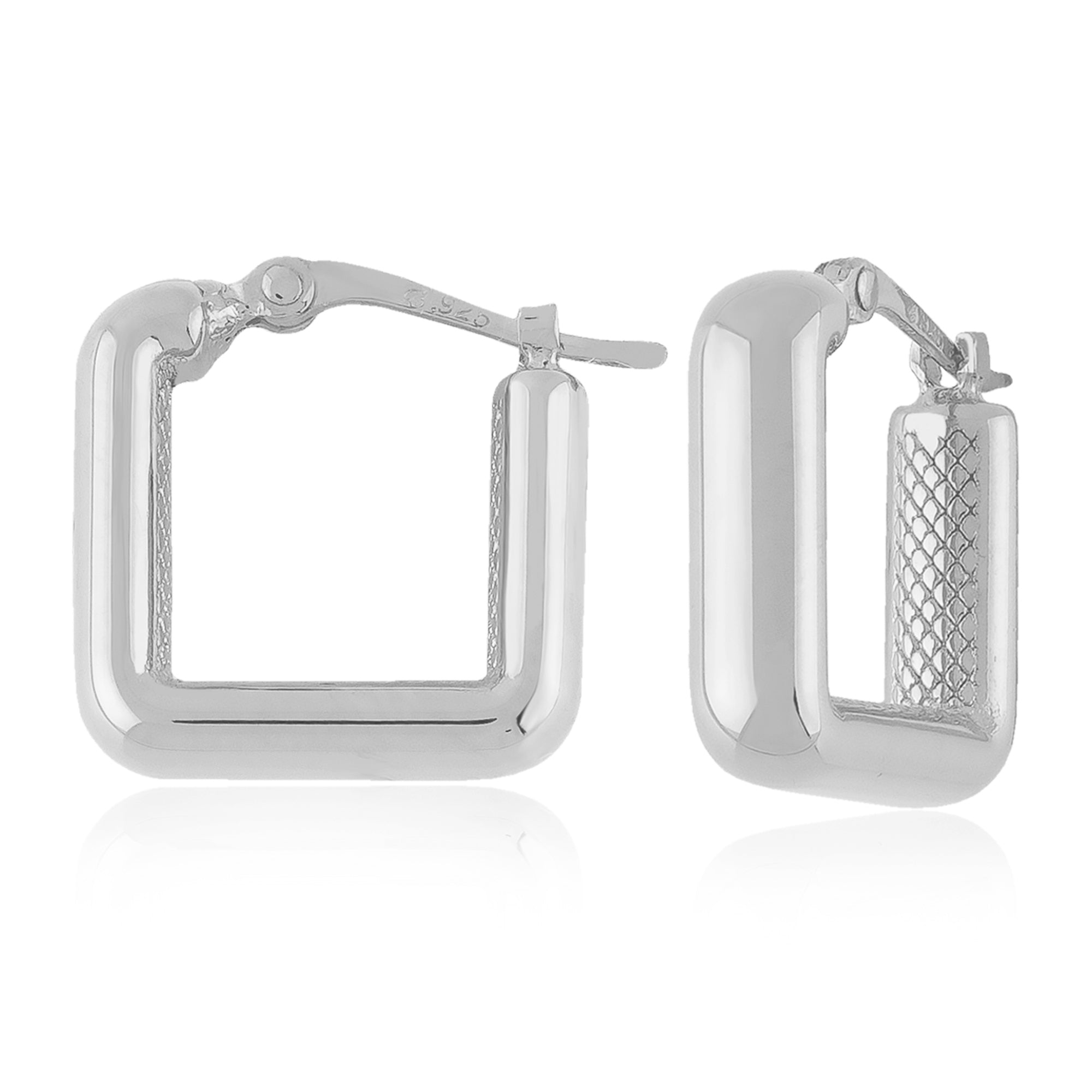 CARLA STERLING SILVER SMALL PLAIN SQUARE HOOP EARRINGS