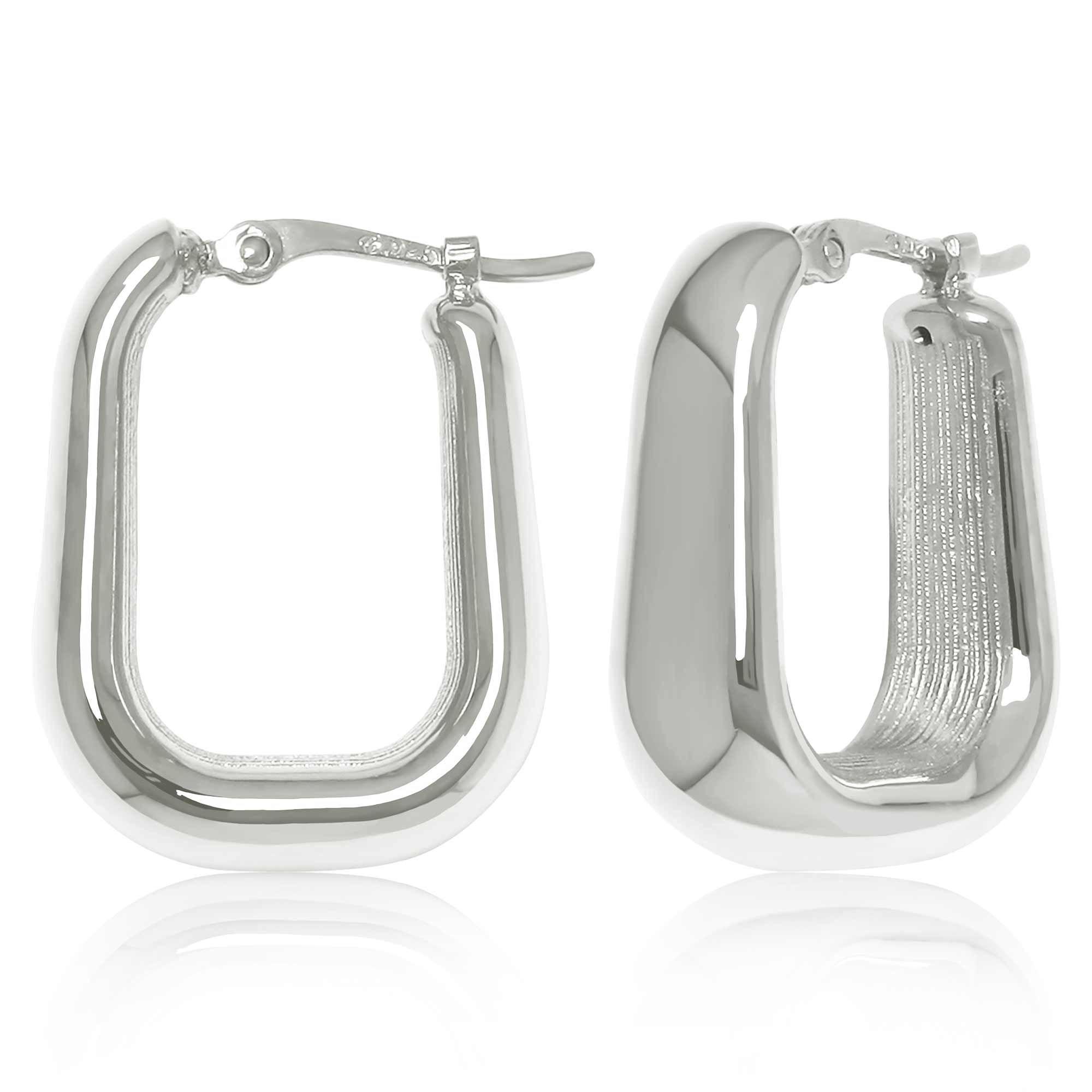 CARLA STERLING SILVER TAPERED SOFT SQUARE HOOP EARRINGS