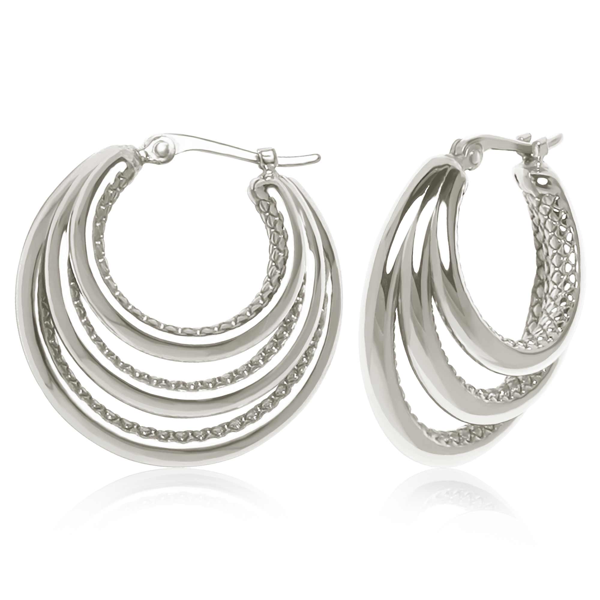 CARLA STERLING SILVER GRADUATED TRIPLE HOOP EARRINGS