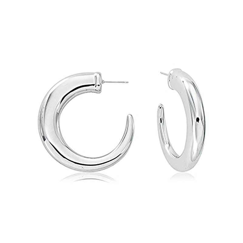 CARLA STERLING SILVER LARGE HORN HOOP EARRING WITH POST