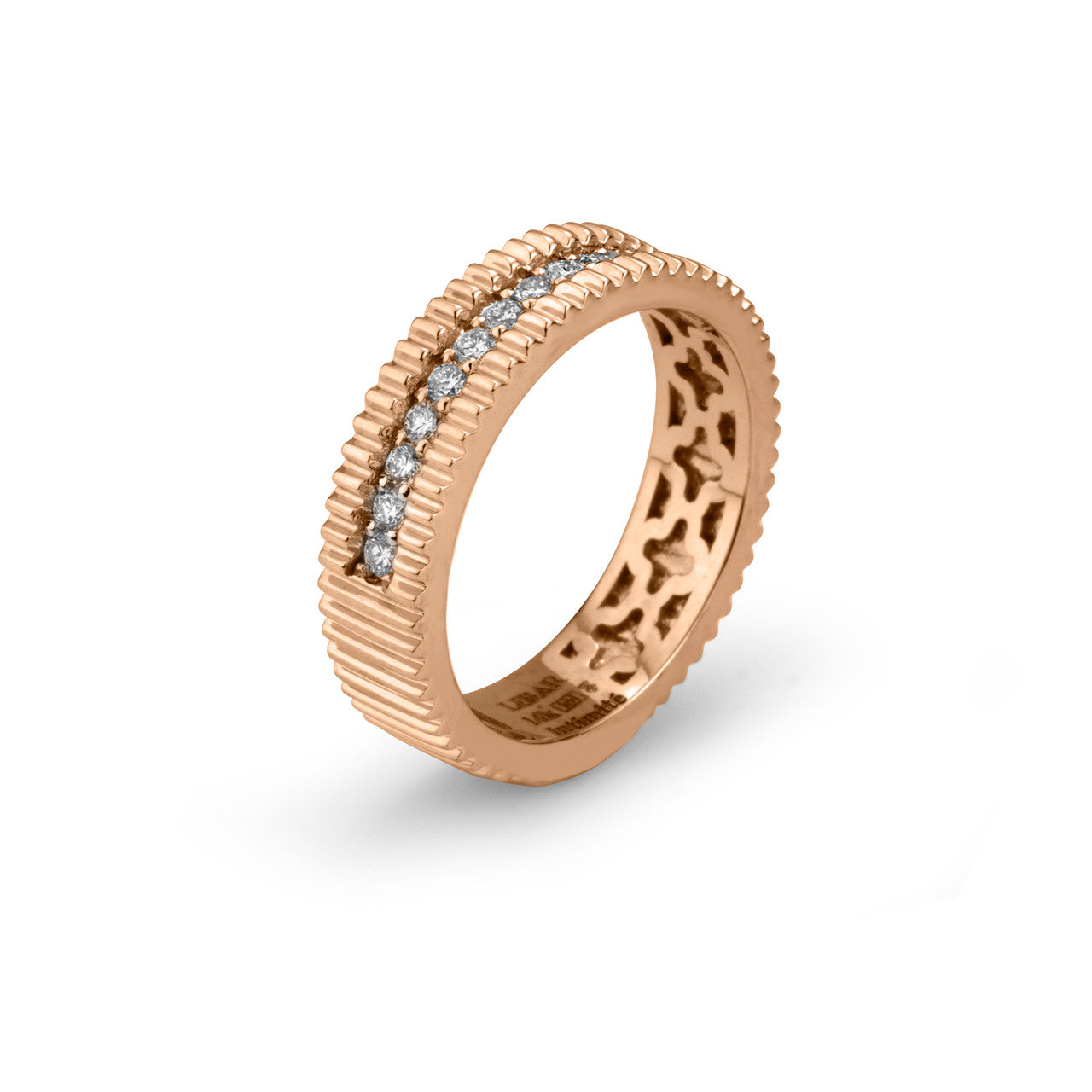 Max Strauss 14K Rose Gold Textured Diamond Band