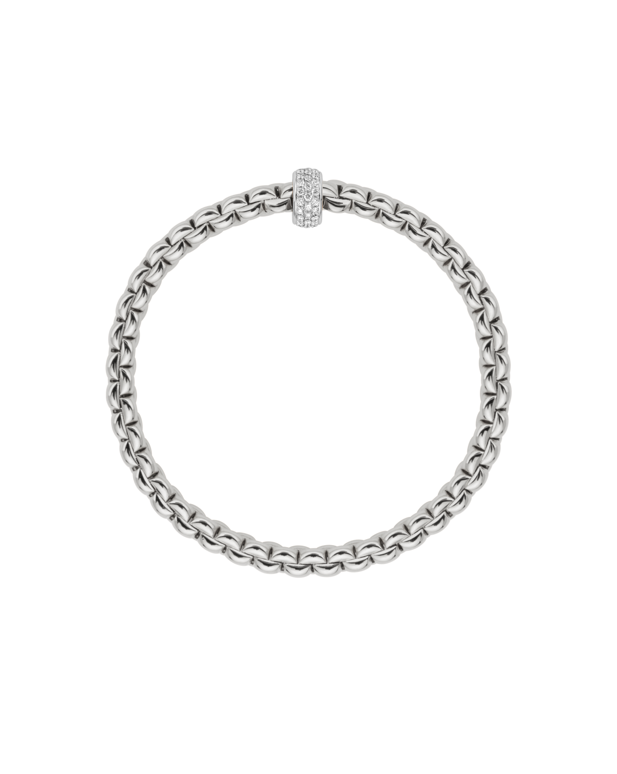 FOPE 18K WHITE GOLD EKA FLEX'IT BRACELET WITH DIAMOND RONDEL 0.37CT TW, SIZE MEDIUM
