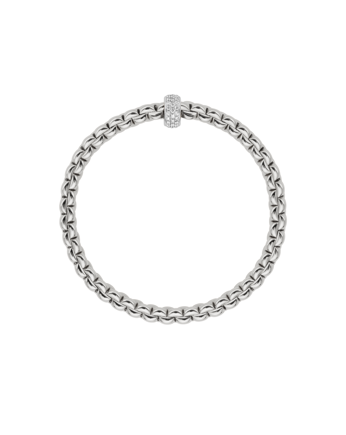 FOPE 18K WHITE GOLD EKA FLEX'IT BRACELET WITH DIAMOND RONDEL 0.37CT TW, SIZE MEDIUM