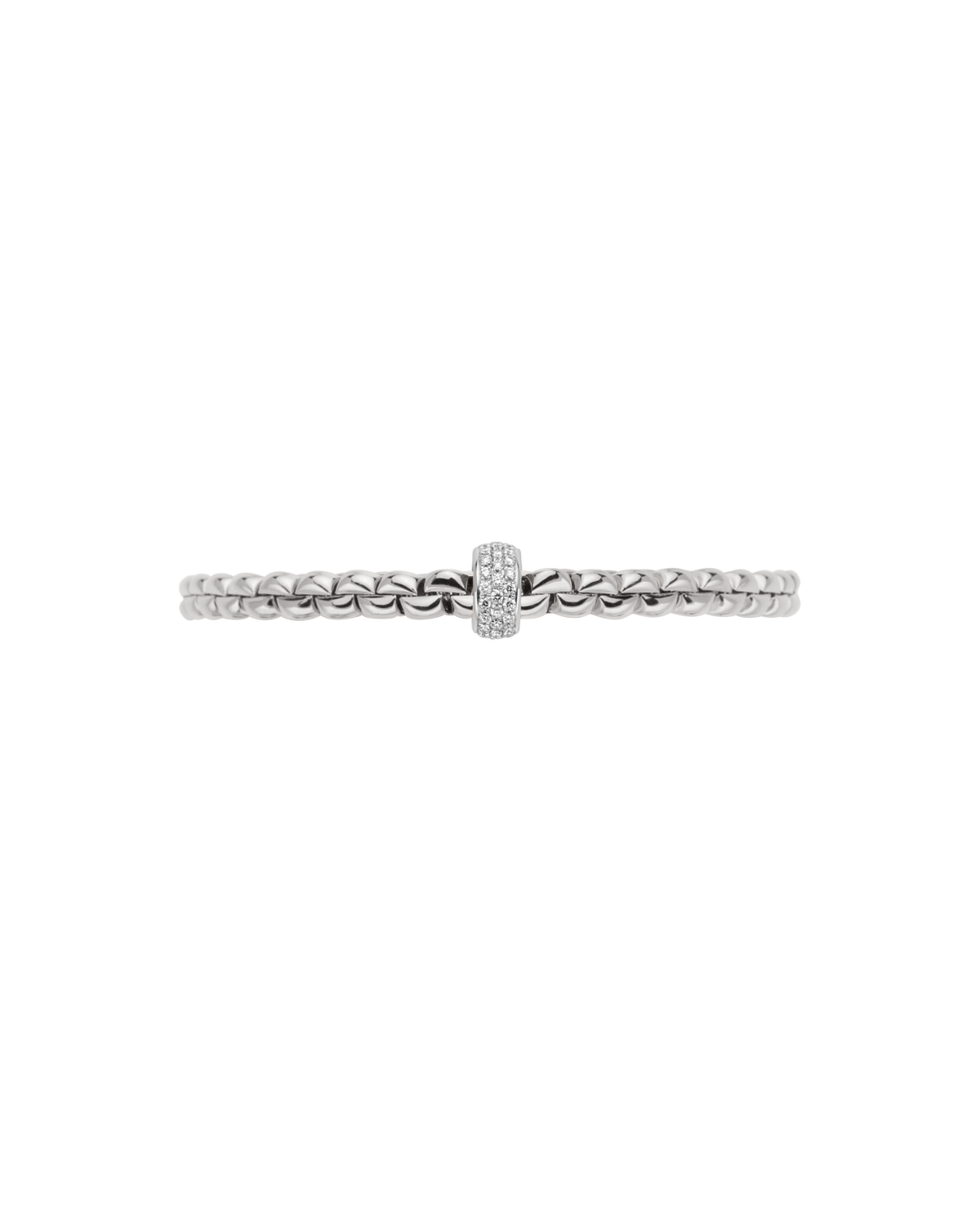 FOPE 18K WHITE GOLD EKA FLEX'IT BRACELET WITH DIAMOND RONDEL 0.37CT TW, SIZE MEDIUM