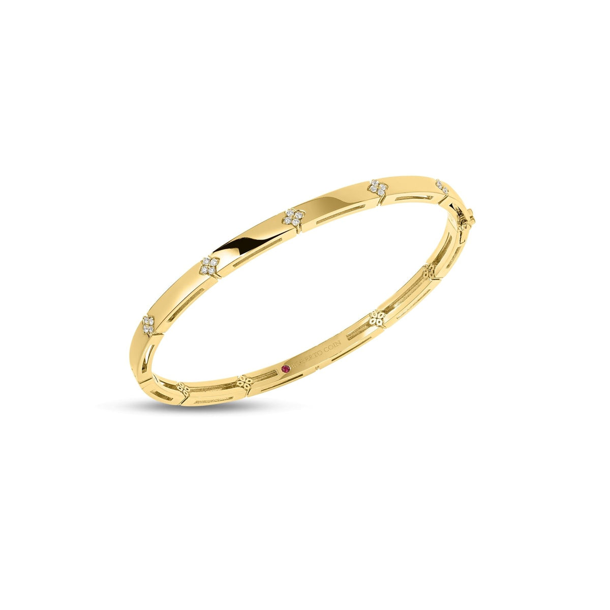 ROBERTO COIN 18K YELLOW GOLD LOVE IN VERONA DIAMOND ACCENT 0.01CT NARROW BANGLE