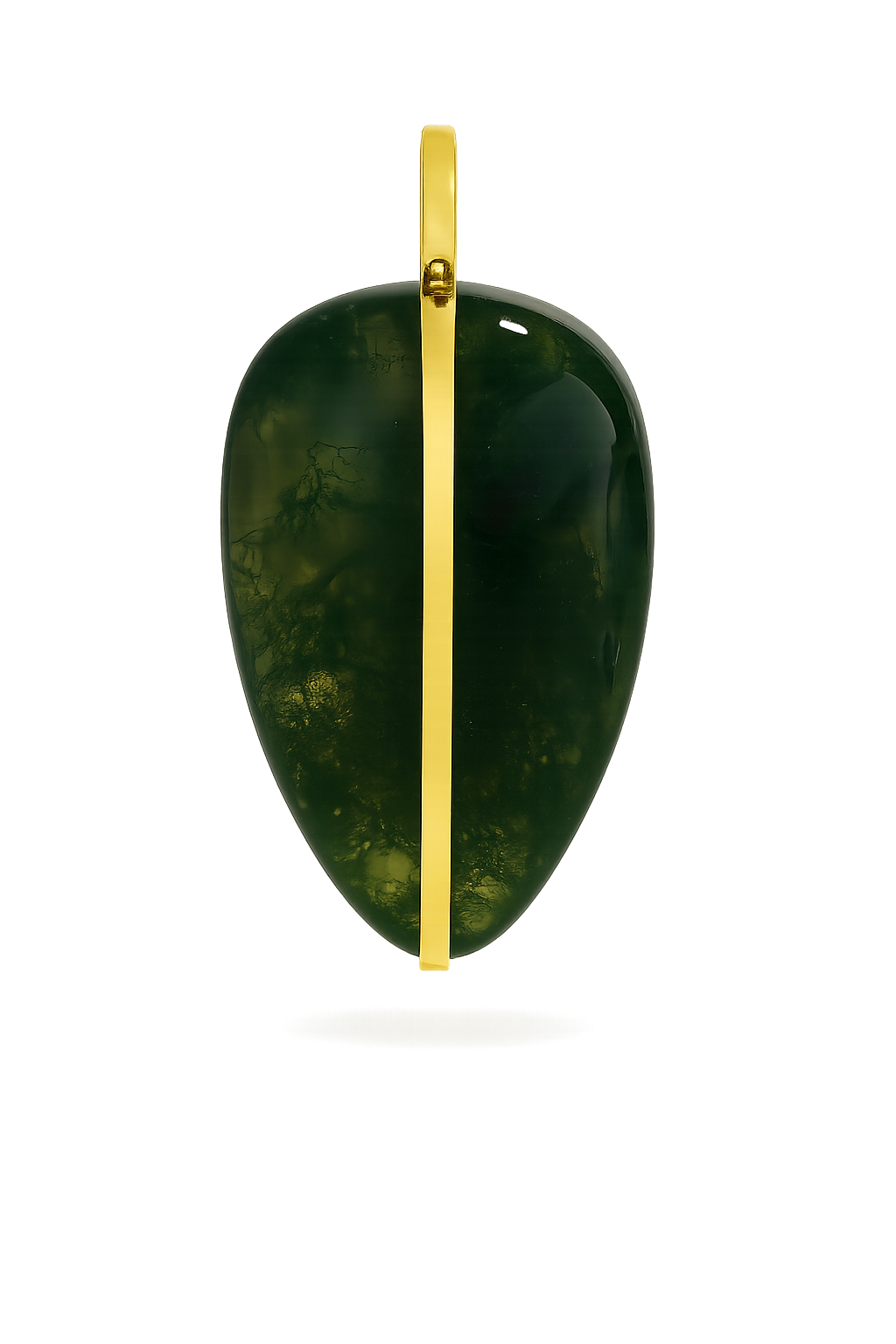 PARIAH XL PEBBLE PENDANT 14K RECYCLED YELLOW GOLD, GREEN MOSS AGATE