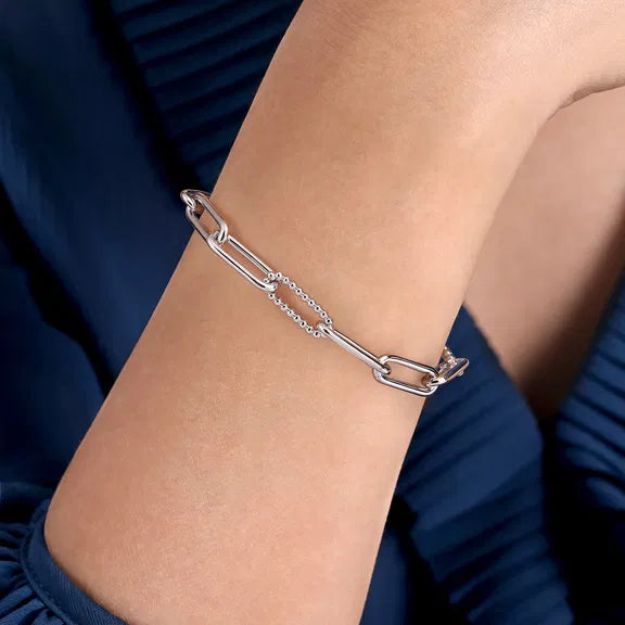 GABRIEL & CO STERLING SILVER BUJUKAN LINK BRACELET.