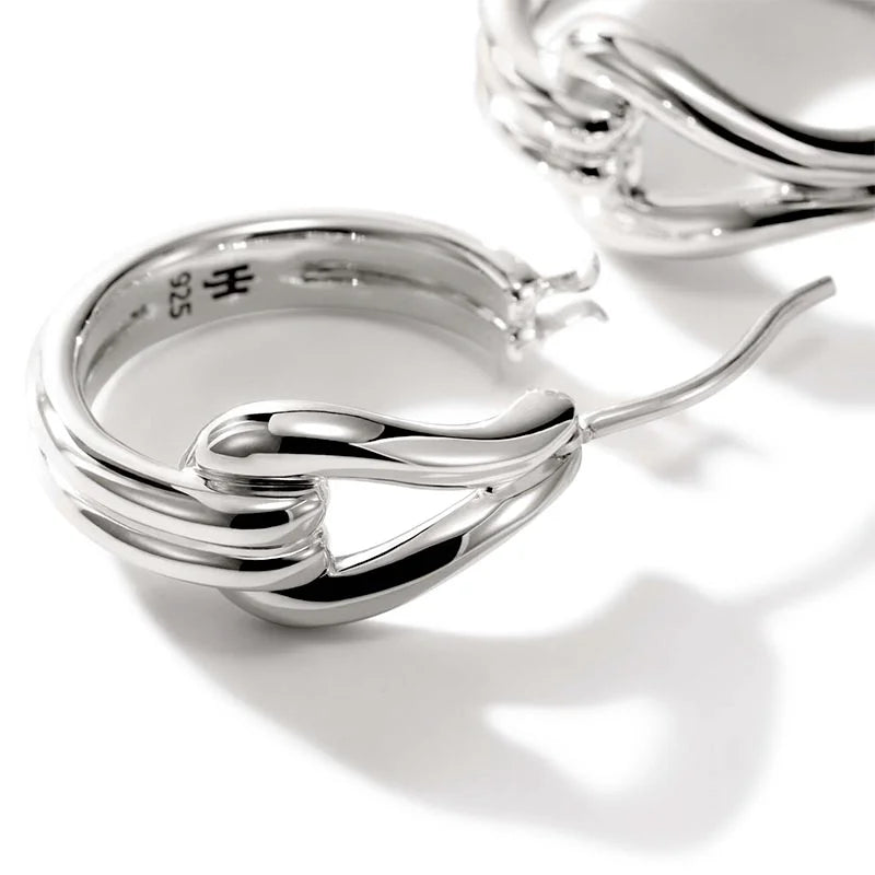 JOHN HARDY STERLING SILVER SURF MEDIUM HOOP EARRING