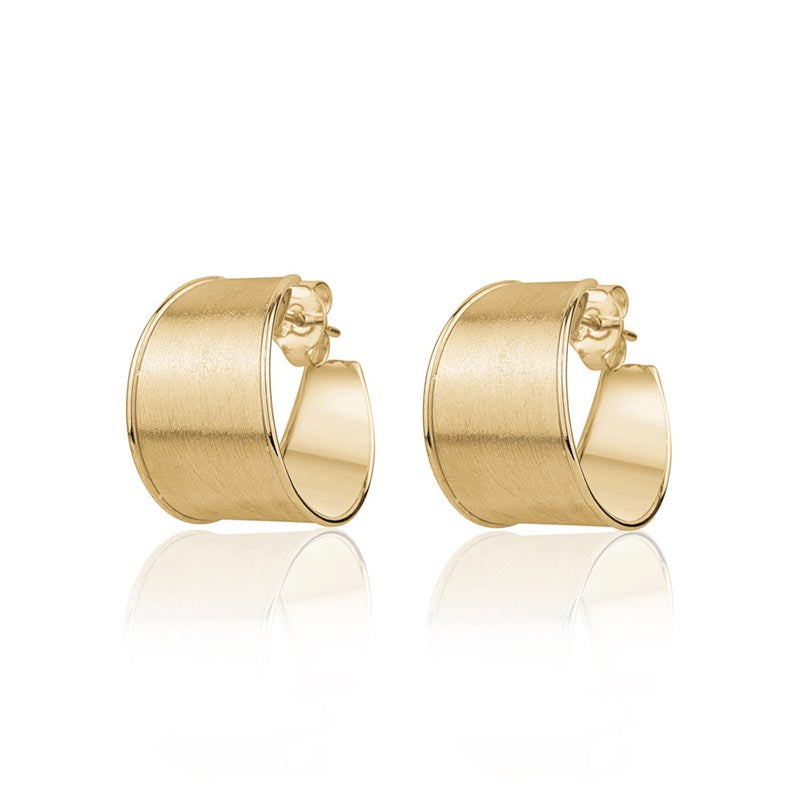 ESTATE COLLECTION: ITALIAN GOLD BRUSHED HOOP EARRINGS - REPLACEMENT VALUE $2450.00