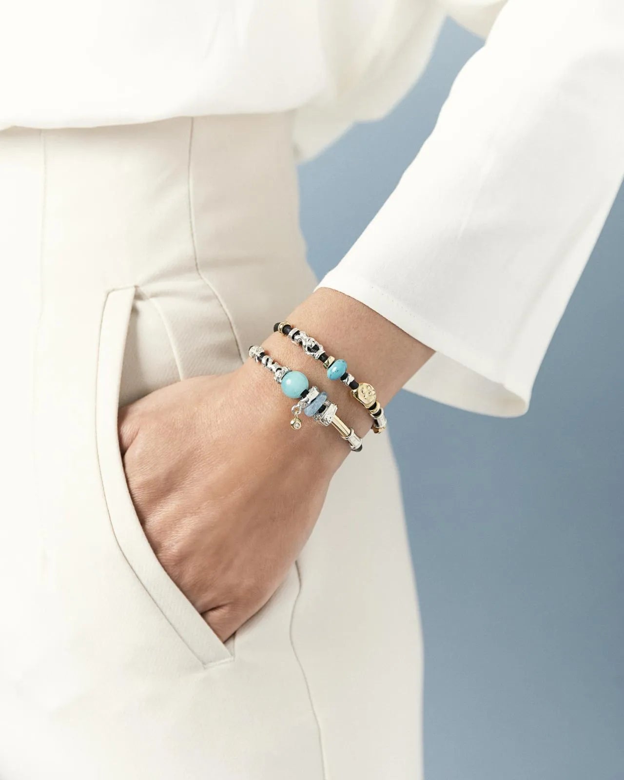 MISANI 3MM LEATHER BRACELET WITH HANDMADE 18K YELLOW GOLD ELEMENTS, SILVER AND AMAZONITE, RUBY, LAVENDER AMETHYST
