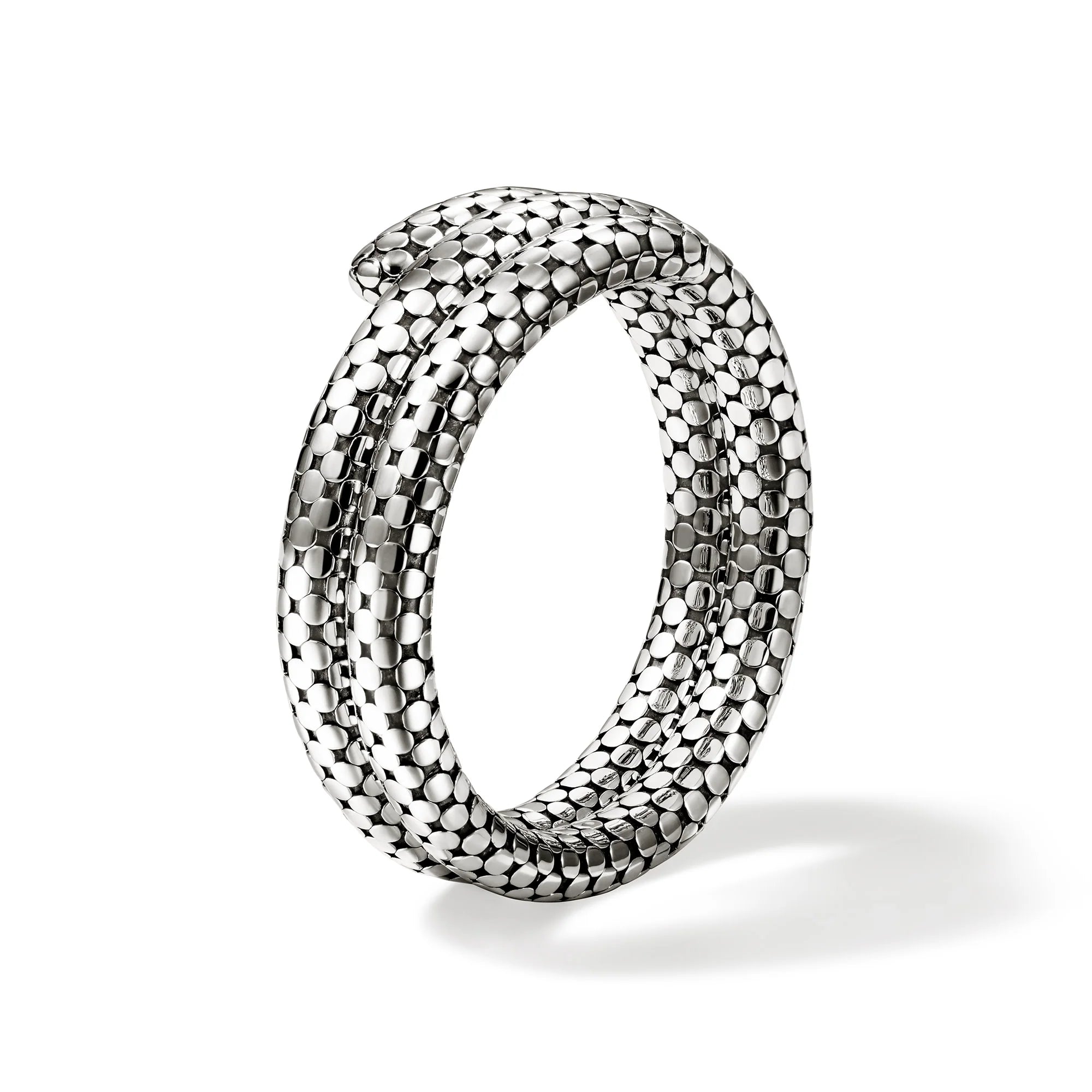 JOHN HARDY DOT STERLING SILVER DOUBLE COIL BRACELET, SIZE MEDIUM