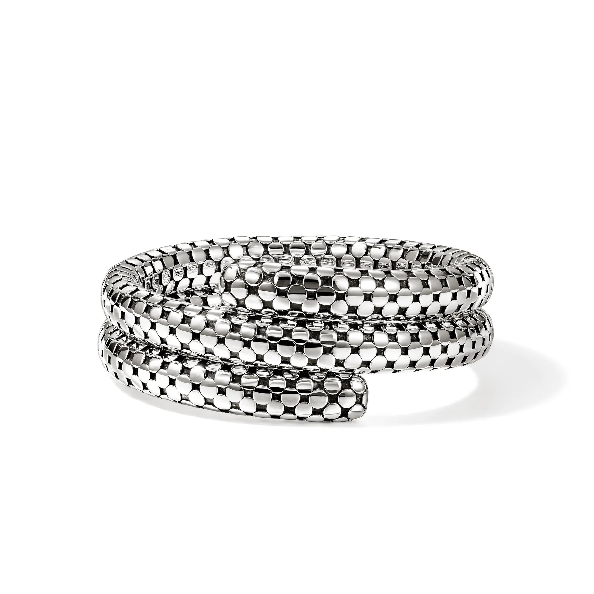 JOHN HARDY DOT STERLING SILVER DOUBLE COIL BRACELET, SIZE MEDIUM