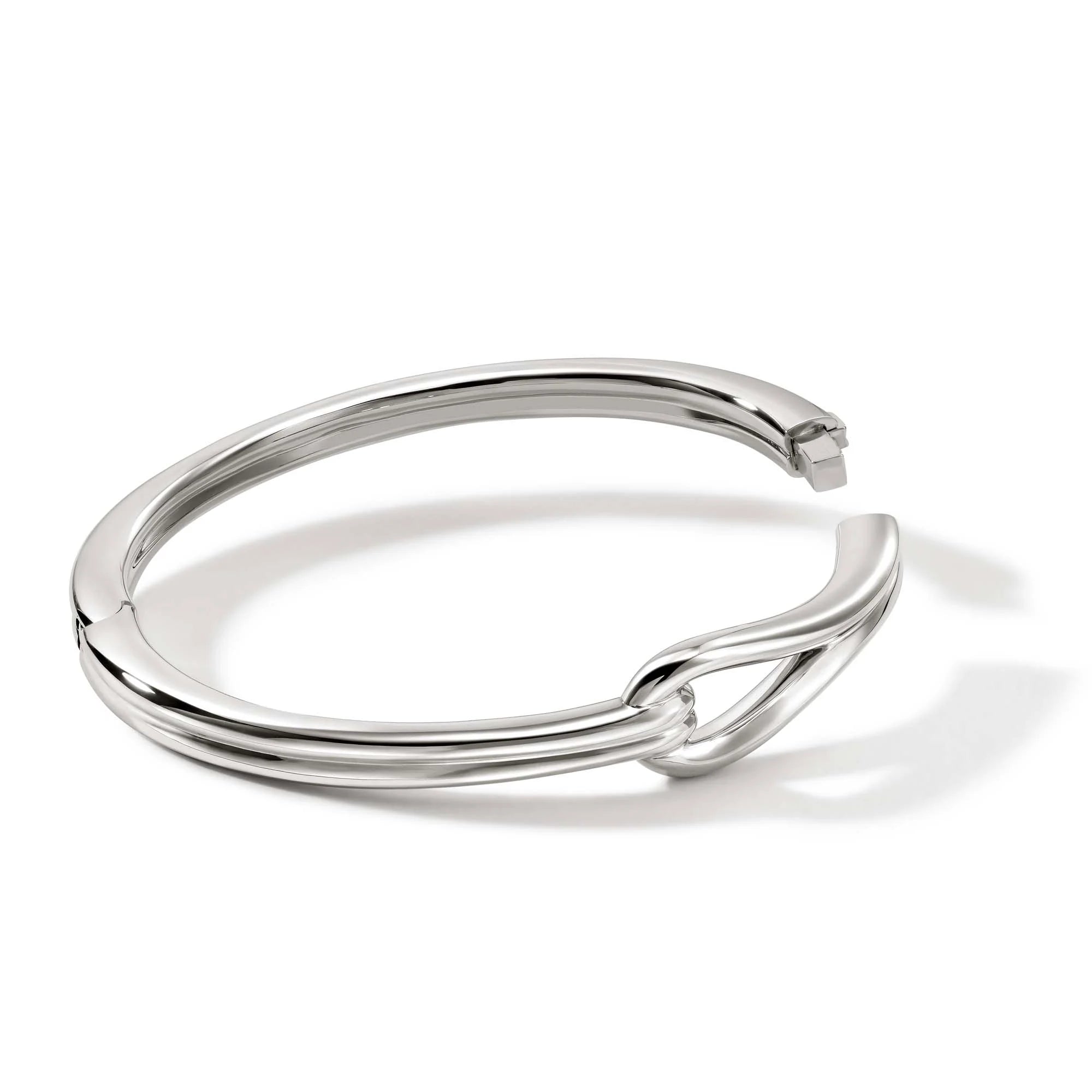 JOHN HARDY STERLING SILVER SURF 12.5MM HINGED BANGLE, SIZE MEDIUM