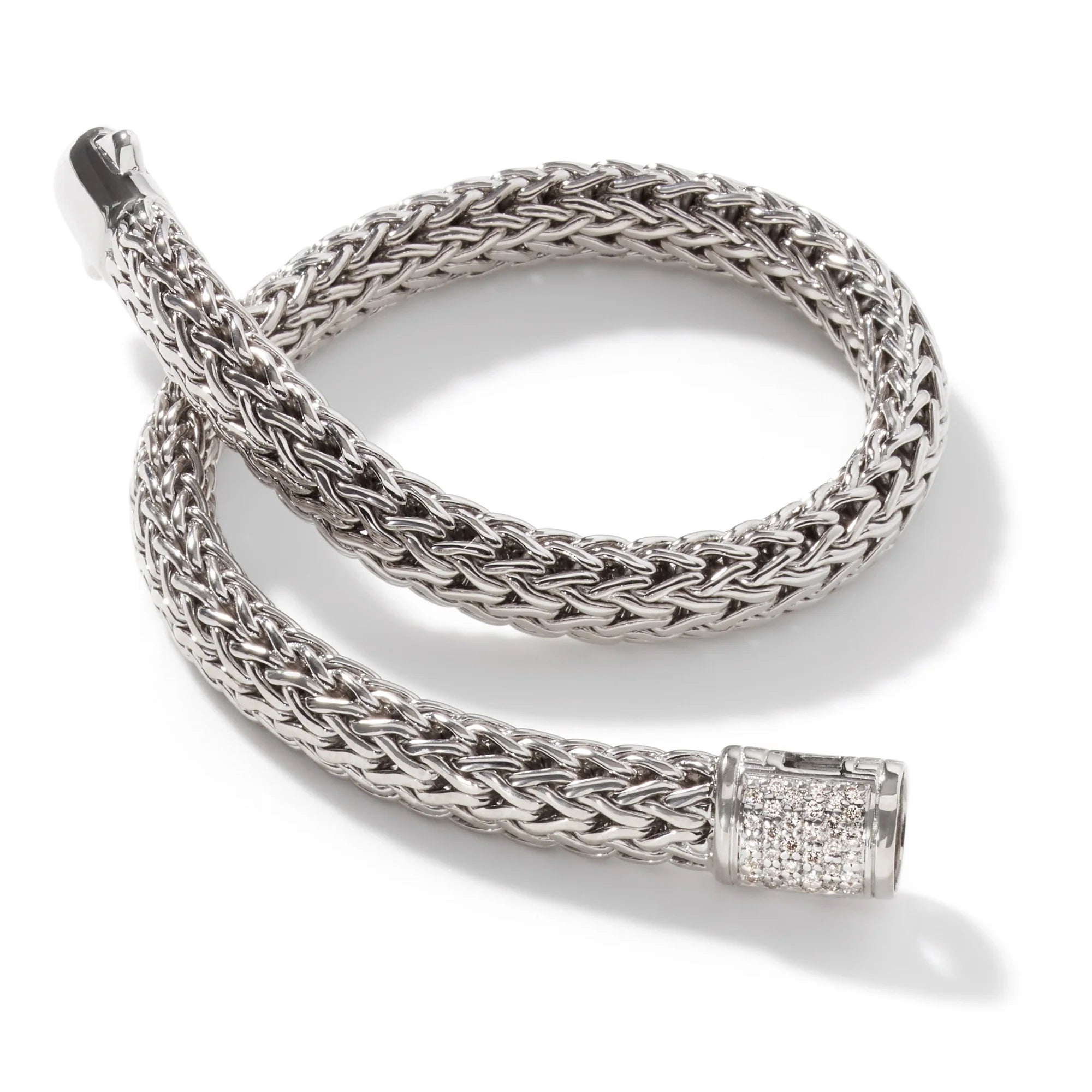 JOHN HARDY WOMENS CLASSIC CHAIN STERLING SILVER DIAMOND PAVE SMALL BRACELET HAVING A TOTAL CARAT WEIGHT OF 0.16