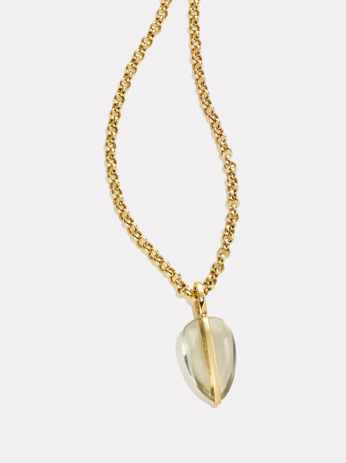 BY PARIAH SMALL PEBBLE PENDANT 14K RECYCLED YELLOW GOLD, GREEN AMETHYST